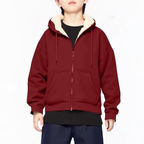 Boys Girls Thick Fleece Lined Hoodie Sweatshirt Warm Cozy Sherpa Jacket Fluffy Sweater Fall Winter Coats for Girls2