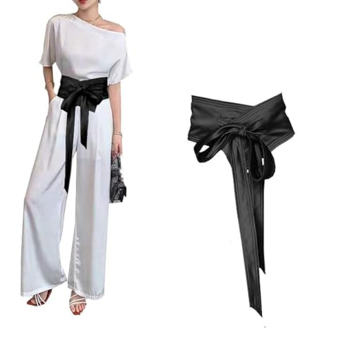 Belt for lady lace up Wide Waist cover tie Women's Tie Front Waist Corset satin black waist belt For Dress