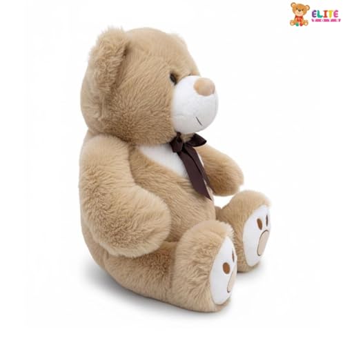 Image of 55 CM Brown Beige Teddy Bear Plush Toy | Super Soft Stuffed Animal for Kids | Cute Bow Tie Design | Huggable Soft Toy for Boys & Girls for Birthdays & Special Occasions