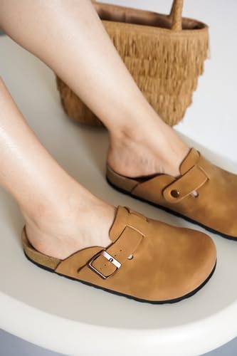 Image of Project Cloud 100% Genuine Leather Footbed Clogs for Women - Memory Foam Arch Support Slippers for Women - Trendy Slip-ons Women's Mules & Clogs Sandals
