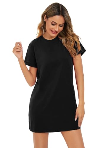 Milumia Women Casual Short T Shirt Dress Short Sleeve Straight Mini Tee Shirt Dress