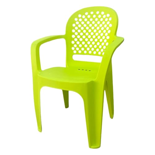 Image of Cello Crystal Armrest Plastic Chair | Chairs for Living Room, Garden, Home Indoor and Outdoor Use (Colour: Lime Green, Set of 4)