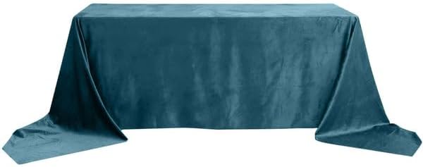 Miniatura 3 de Tableclothsfactory Mantel rectangular de terciopelo verde azulado de alta calidad de 90 x 156 pulgadas para eventos de fiesta de boda