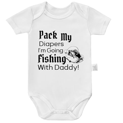 Pack My Diapers Going Fishing With Daddy Bodysuit, Baby Clothes Unisex, Boys Girls Short Sleeve Jumpsuit Outfits