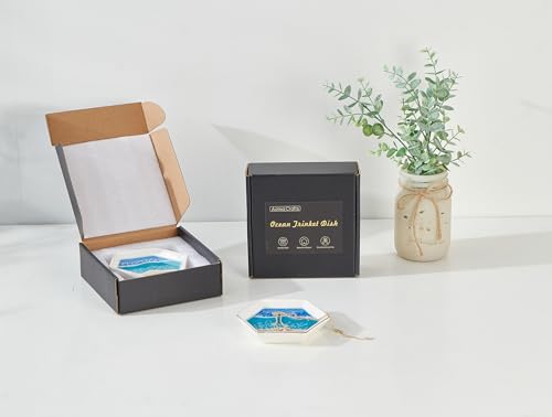 Ocean Jewelry Trinket Ring Dish Tray, Coastal Beach Room Decor, Hawaiian Beach Ocean Gifts for Women, Ceramic Handmade Resin Engagement Wedding Ring Holder Plate, Birthday Mother's Day - Image 7