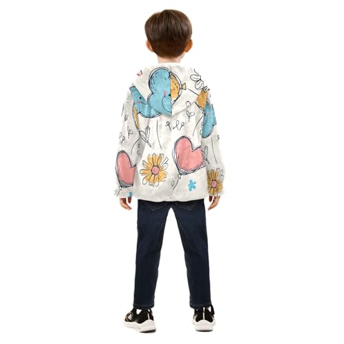 Funny Flowers Clouds Balloons Girls Fleece Jacket Girls Fall Jacket Girls Zip Up Hoodie Girls Sherpa Jacket 2-10T4
