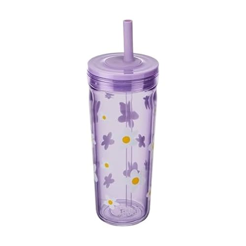 BUILT 20 Fluid Ounce Acrylic Straw Seal Bedford Tumbler, Leakproof, Wild Lavender Daisy