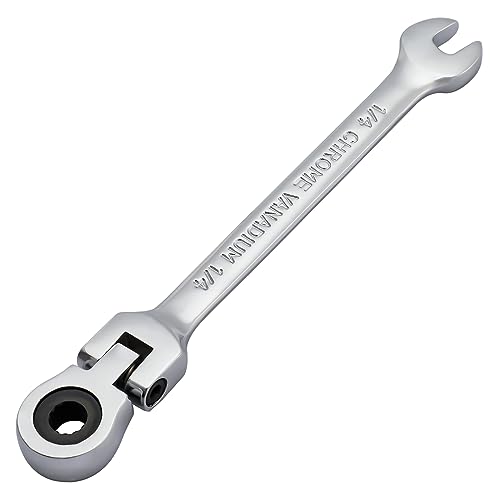 Pilida 1/4 Inch Ratcheting Combination Wrench SAE Flex Head Ratch Wrench with 12 -Point Design,72 -Teeth Ratchet,CR-V Steel Industrial Grade Gear Spanner