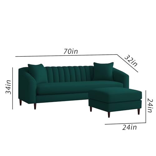 Image of Casaliving Doraldo 4 Seater L Shape Convertible Sofa Set for Living Room, 3 Seater & Ottoman Modular Sectional Couch for Small Space (Pine Colour) Fabric