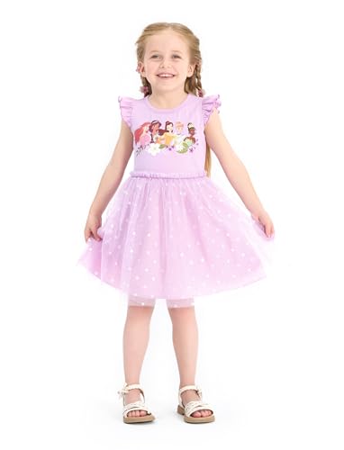 Image of Disney Princess Frozen Elsa Minnie Stitch Toddler Girl Tulle Tutu Dress Ruffle Sleeve Mesh Summer Birthday Party Clothes 2-9Y