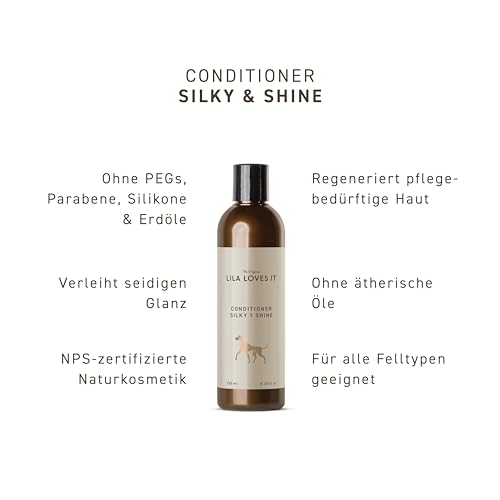 LILA LOVES IT Fellkur Silky & Shine - Natürliche Pflege für EIN glänzendes Hundefell & exzellente Kämmbarkeit, regeneriert pflegebedürftige Haut, mit Aloe Vera & Jojobaöl, 250ml