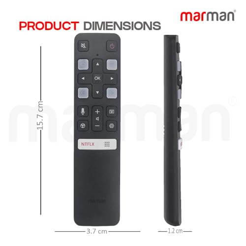 Image of marman Compatible TCL Smart Tv Remote Control Original with Bluetooth and Voice Command for Model RC802V FMR1 with Google Assistant & Netflix Hot Keys Pairing Must !