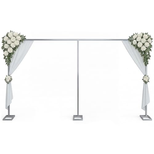 Novabright 10x20ft Backdrop Stand Heavy Duty Pipe and Drape Backdrop Stand for Wedding and Ceremonies Adjustable Pipe Kit Curtain Frame for Wedding Party Celebration Stage (Silver Rectangular Base)