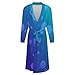 FOSKERV Women's Long Sleeve Robe, Soft Comfortable Loungewear with Belt, Fashion Open Front Nightgown for Bedroom, Living Room, New Purple And Teal Bubble, (S)