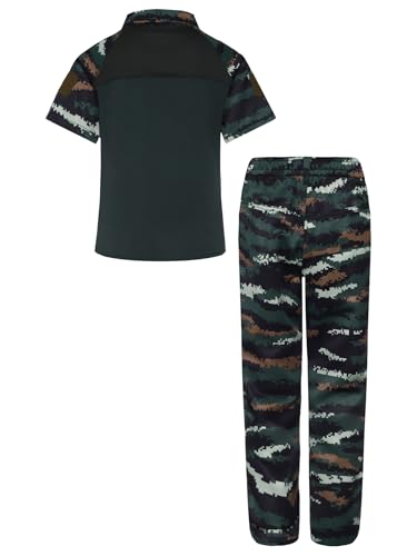 Kids Unisex Camouflage Print Military Training Suits Jogging Running Sportswear Top with Pants Set4