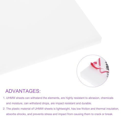 Image of DMiotech 2 Pack 12 x 12 x 0.1 Inch Plastic UHMW Sheets, Ultra High Molecular Weight Polyethylene, Opaque White Polyethylene Board for Automotive, Chemical, Manufacturing, DIY Home Kitchen