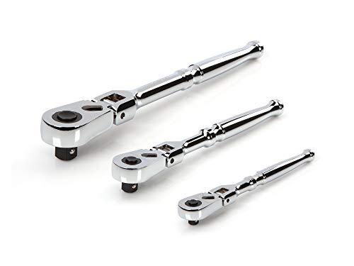 TEKTON 1/4, 3/8, 1/2 Inch Drive Flex Head Quick-Release Ratchet Set (3-Piece) | SRH92103
