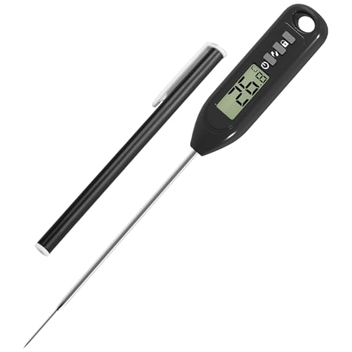 Instant Read Digital Food Thermometer for Meat Water BBQ Milk Coffee Sugar Jam Hot Beverage Accurate Magnetic Temperature long Probe with -50-300℃ ℉/℃ Button Tip Cover for Kitchen Air Fryers Cooking