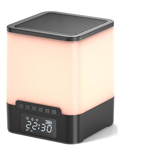 Image of winshine Alarm Clock for Bedroom, RGB Night Light Bluetooth Speaker with Music Rhythms, Wake-up Alarm Clock with Sound and Light, 12 or 24 Hr AutoOff Touch Control, Gift for Teens Girls or Boys, Black
