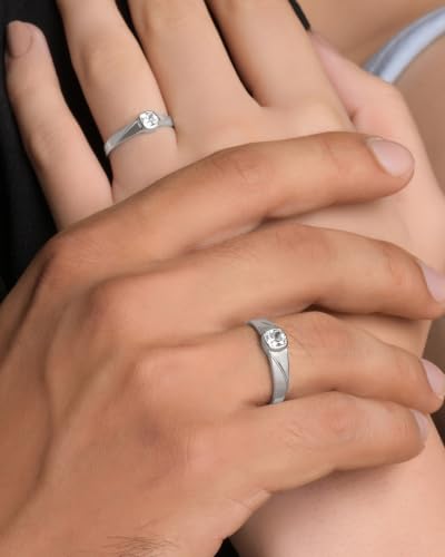 Image of Clara 925 Sterling Silver Adjustable Couple Ring for Men & Women