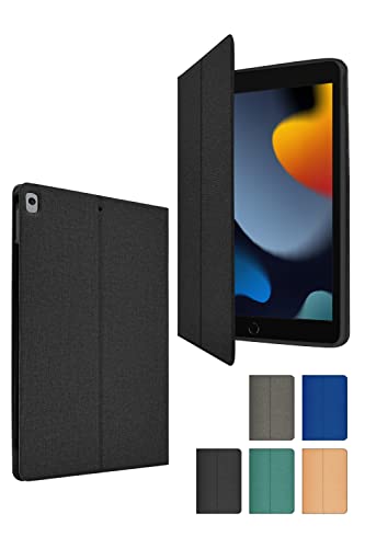 シズカウィル iPad 9 8 7 世代 10.2インチ 手帳型 PUレザー TPU ソフト ケース カバー 1個入り ブラック 黒色