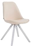 CLP Silla De Comedor Laval Square Tapizada En Cuero Sintético & con Base De Madera I Butaca De Salón con Respaldo, Color del Marco:Blanco