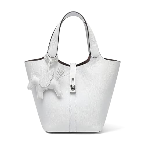 Tote Bag for Women Vegan Leather Bucket Purse for Women Top Handle Handbag Shoulder Bag with Detachable Small Purse