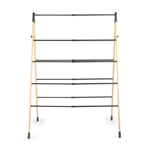 Beldray 4 Tier Extendable Clothes Airer – Foldable Ladder Design, Strong Bamboo Frame, Sturdy Steel Bars, Max Load 10kg, Lightweight, Compact Storage, Expands Horizontally From 3.4 m To 6.1 m - Image 7