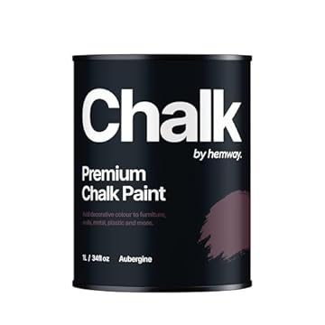 Hemway - Premium Chalk Paint - Aubergine Purple 1 L | Chalky Matt Shabby Chic Finish for Interior Furniture & Walls | Quick Dry & 1 Coat