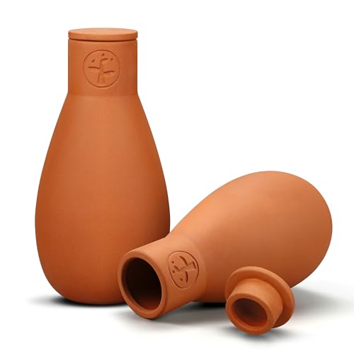 Soilagua 16 oz Ollas Self Watering Terracotta Pots Olla Plant Watering Globes Self Watering Planter Insert for Outdoor & Indoor Plants Vacation Watering Devices Spikes Waterer System 2 Pack