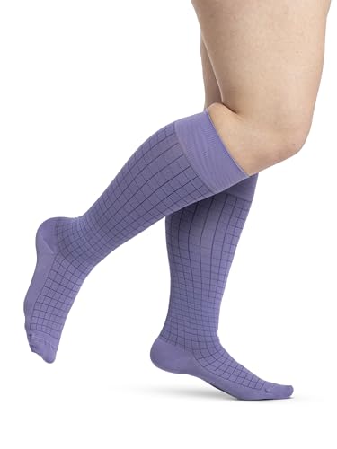 Image of Sigvaris Women's Style Microfiber Patterns 830 Closed Toe Calf-High Socks 20-30mmHg