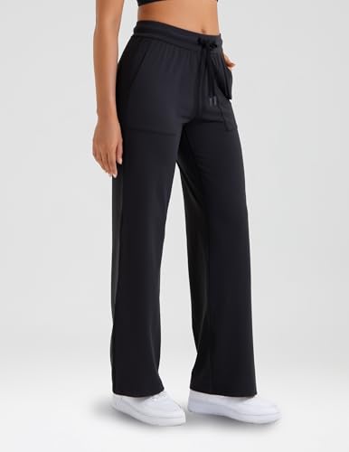 Colorfulkoala Dreamlux Wide Leg Pants Women Lounge High Waisted Work Pants with Pockets 27.5"/30.5"2