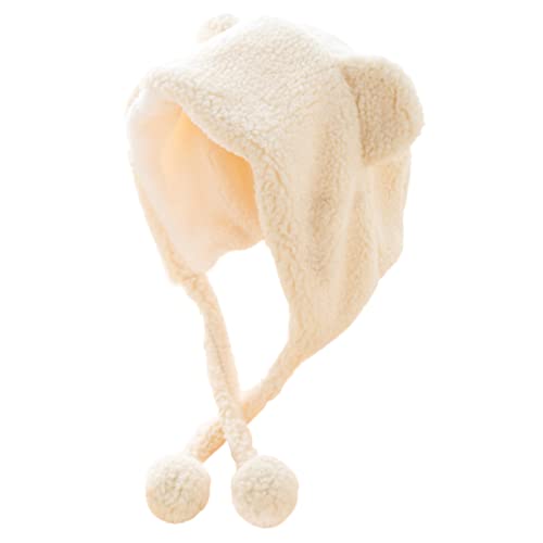 Healvian 1Pc Lovely Earmuffs Hat for Women Thicken Cartoon Hat with Ear Protection Warm and Durable Design for Cold Weather and Adorable Looks White