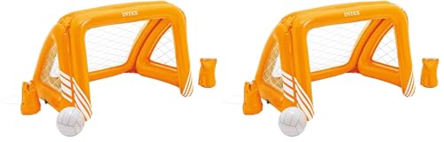 Intex Bolsa de baliza insuflável aquático, 124 x 84 x 76 cm, inclui bola insuflável, 2 sacos estabilizadores, vinil resistente, uso exterior, conjunto de piscina para crianças + 6 anos, remendo de