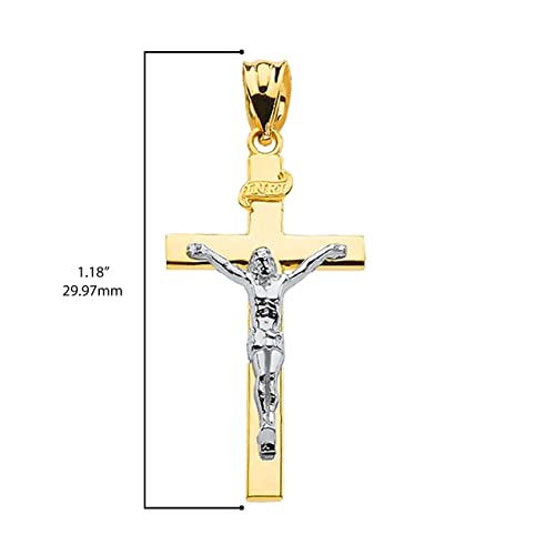 14k Gold Catholic Linear Cross INRI Crucifix Necklace Pendant Sizes (S-L)4