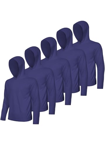 Image of 5 Pack Men's UPF 50+ Sun Protection Hoodie Shirts Long Sleeve Shirts Quick Dry Lightweight for Running Workout Hiking Fishing