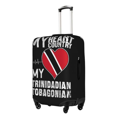 Trinidadian and Tobagonian Heart Flag Universal Stretch Suitcase Cover Carry On Luggage Sleeve Anti Scratch Travel Baggage Protector for Unisex Women Travel Medium2