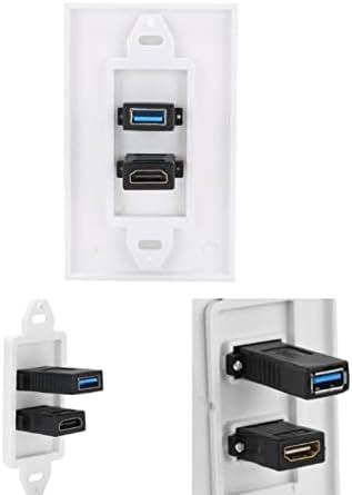Lazmin Multimedia Wall Plate Socket Panel, USB Composite HDMI Audio Video Socket for Projectors, Home Theater