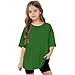 Boat Neck T Shirt for Girl Summer Fall Short Sleeve Loose Fit Plus Size Casual Thin Basic Tops T Shirt Girl 2025 Soft Comfy Clothes Fashion 12 Years