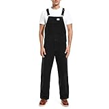 HISEA Men's Relaxed Fit Duck Bib Overall with Adjustable Straps and Convenient Tool Pockets Black