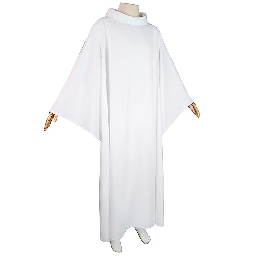 MYAYD Cotton Unisex Cassock Robe Clergy Pulpit Liturgical Church Loose Uniform Plus size White3