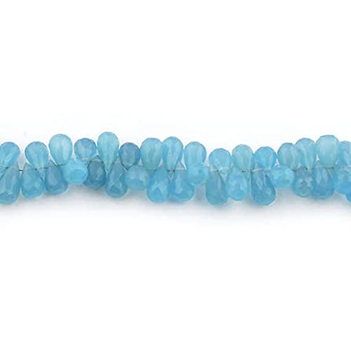 Calcédoine Bleue en perles gouttes facettées Sb1530 pour ateliers créatifs et bijoux d'été