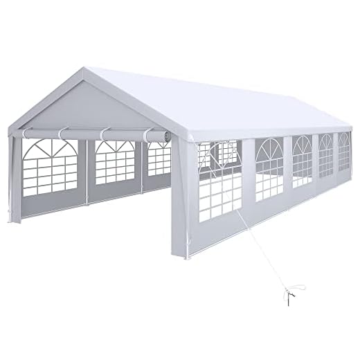 YITAHOME 16' x 32' Gazebo Heavy Duty Party Tent Outdoor Wedding Event Shelters Upgraded Galvanized Canopy with Large White Roof, Removable Sidewalls