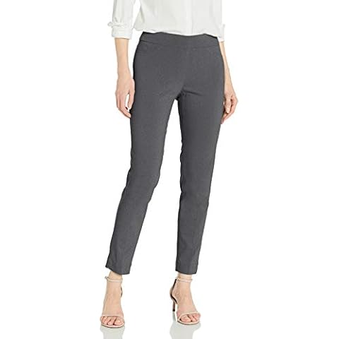 SLIM-SATION Women's Wide Band Pull On Ankle Pant with Tummy Control, Charcoal, 4 Cover