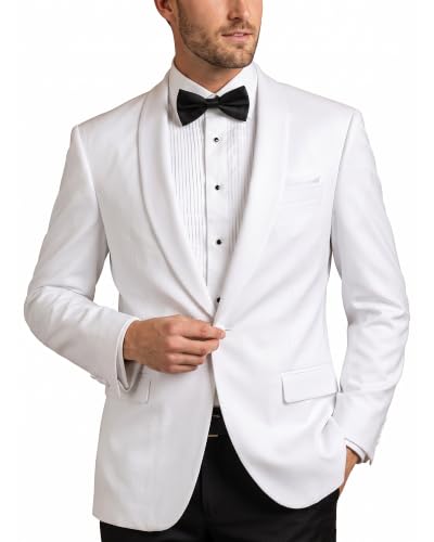 Adam Baker Designed Mens Modern Fit Shawl Collar Dinner Jacket - White - 44R