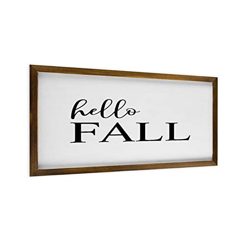 Panneau bois rustique Hello Fall Farmhouse objet déco mural automne