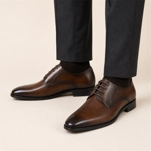 Image of GIFENNSE Men's Dress Shoes Oxford Lace-Up Leather Formal