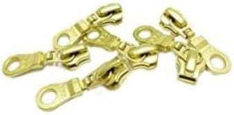 Zipper Repair Kit - #5 Brass YKK Zipper Pulls - Auto Locking Donut Pull Slider - Fancy Zipper Slider Replacement - 12 Pulls Per Pack - Made in The United States