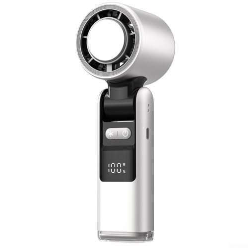 Ventilador Portátil Portátil Velocidad (1-100), Turbo, Regulable, Recargable, con Pantalla Digital, Regalo para Mujeres, Hombres, Viajes, Camping, Actividades al Aire Libre (Blanco)