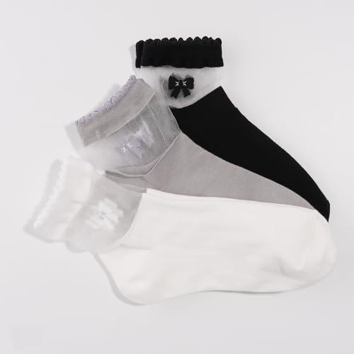 Image of Womens Cotton Crew & Ankle Socks, Cute Smiley Face Funny Character Size 6-9
